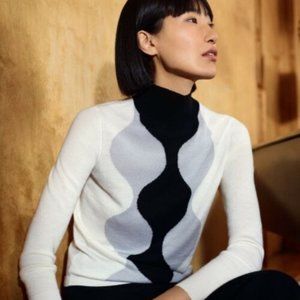 Uniqlo Marimekko | Merino Wool Blend Women's Ivory Turtleneck Sweater
